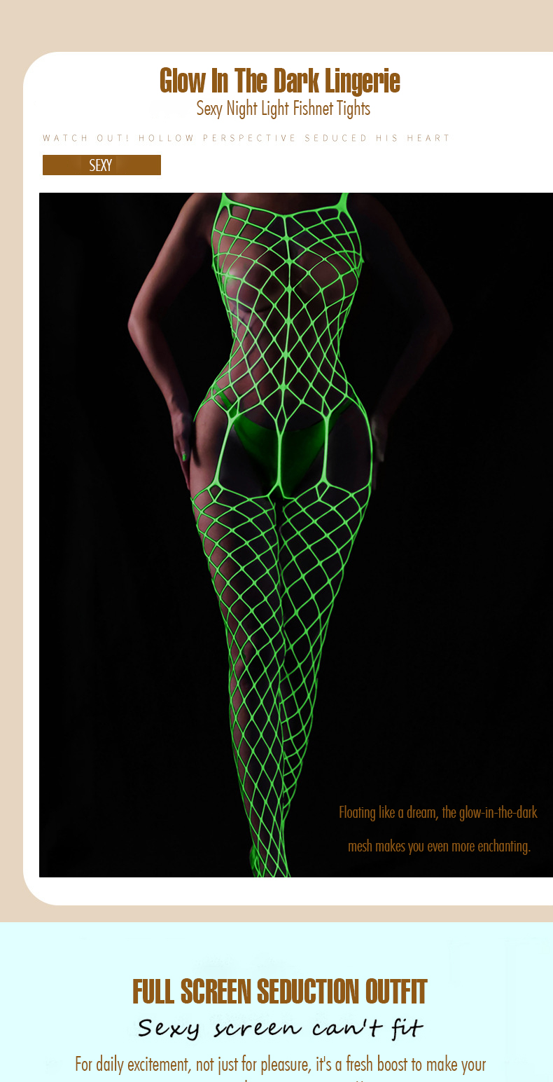 Glow In The Dark Lingerie Sexy Night Light Fishnet Tights