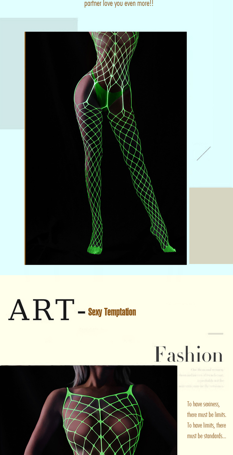 Glow In The Dark Lingerie Sexy Night Light Fishnet Tights