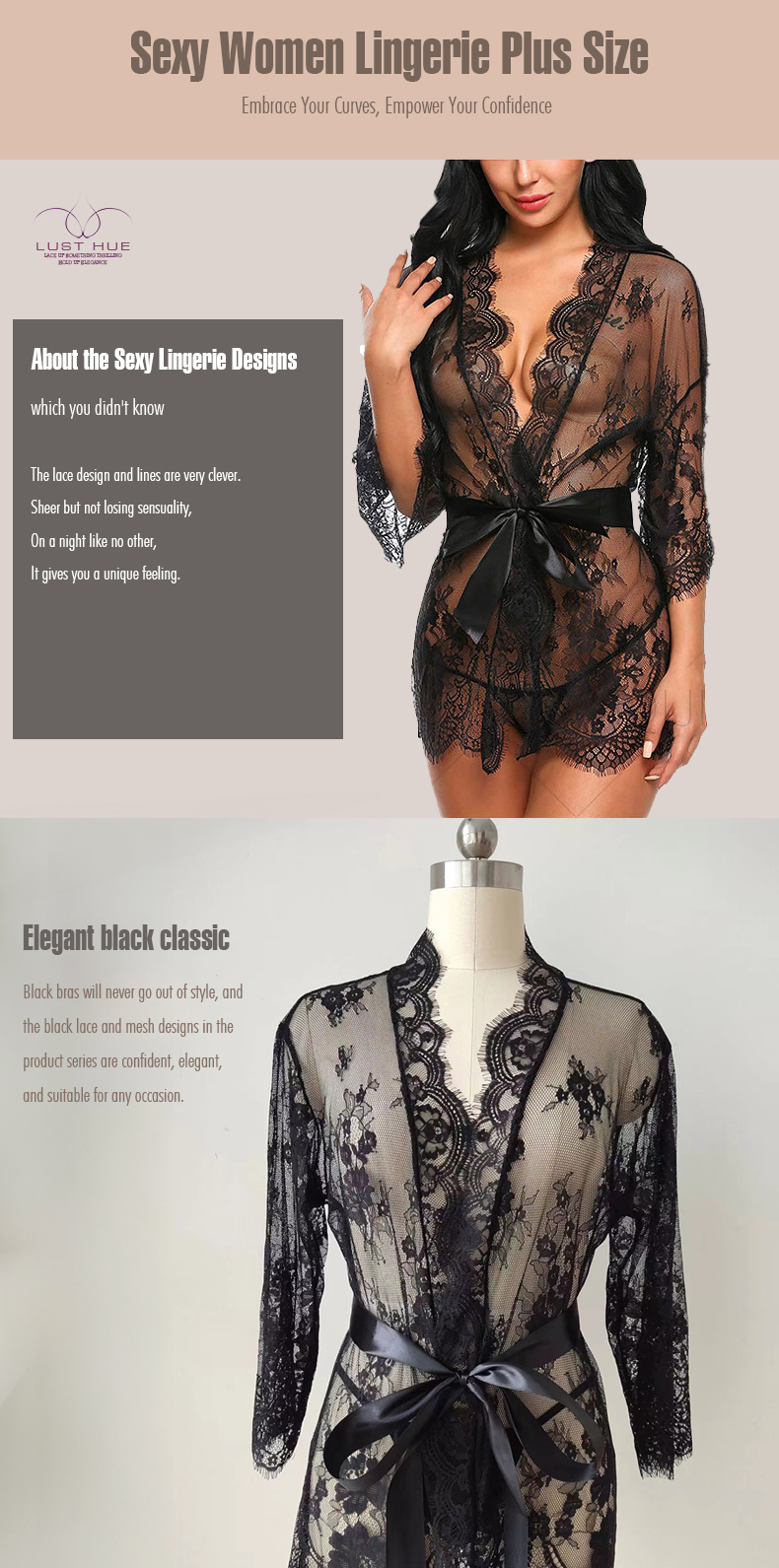 Black Lady Sexy Lingerie For Women Plus Size