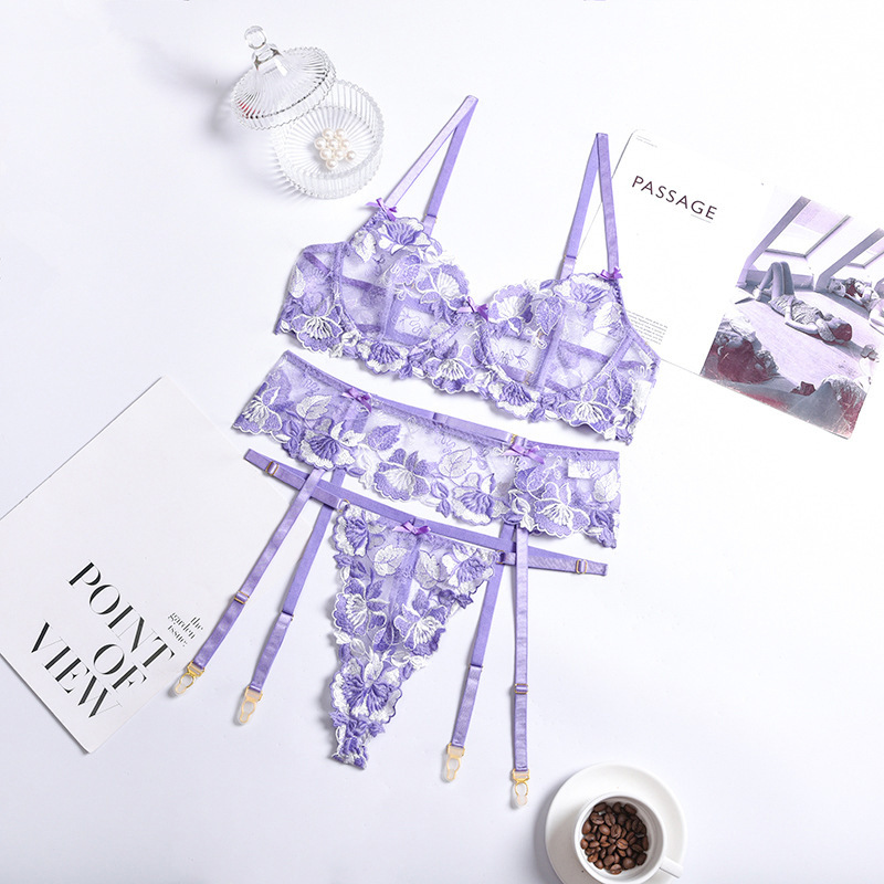 Lavender Lingerie Lace See Through Underwear For Women