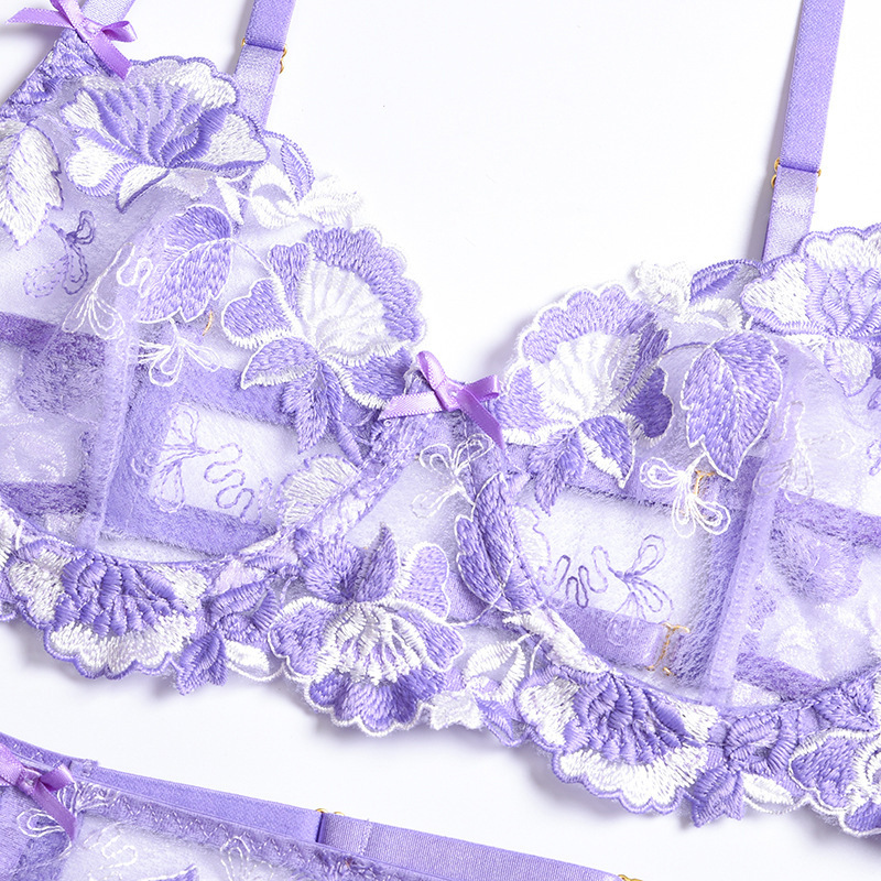 Lavender Lingerie Lace See Through Underwear For Women