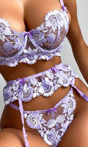 Lavender Lingerie Lace See Through Underwear For Women