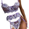 Lavender Lingerie Lace See Through Underwear For Women