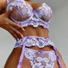 Lavender Lingerie Lace See Through Underwear For Women