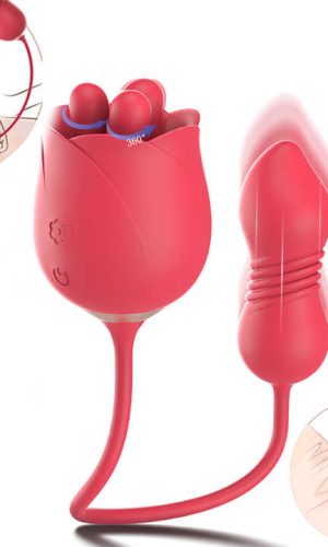 LustHue Female Adult Sex Toys Dual-Action Rose Vibrator Nipple Massager & Vaginal