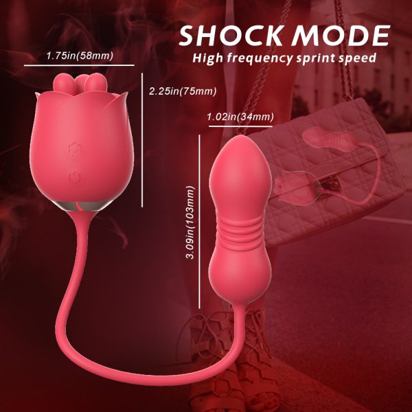 LustHue Female Adult Sex Toys Dual-Action Rose Vibrator Nipple Massager & Vaginal